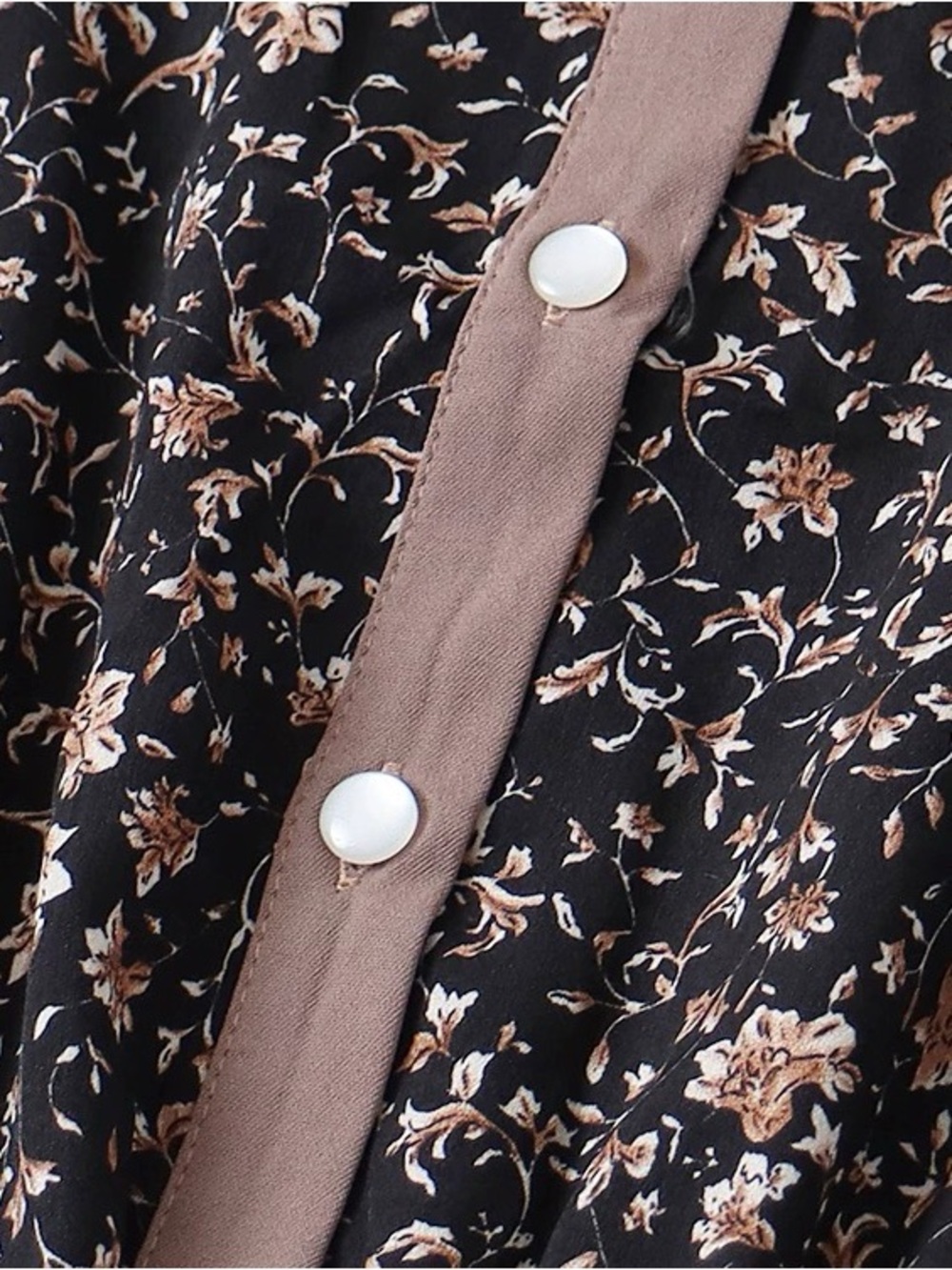 Floral Button-Front Maxi Dress in Black and Blush - Picture 5 of 8
